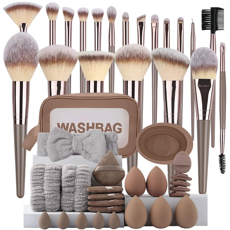 Professional Makeup Brush Set 3–20PCS – Soft Fluffy Foundation, Eyeshadow, Concealer, Blending, Blush & Kabuki Brushes for Women