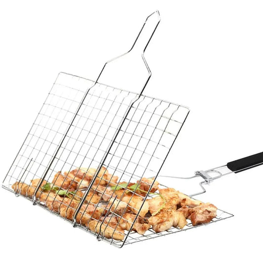 Stainless Steel BBQ Mesh Basket – Non-Stick Grill Mat for Meat, Vegetables & Steak, Perfect for Picnic & Barbecue