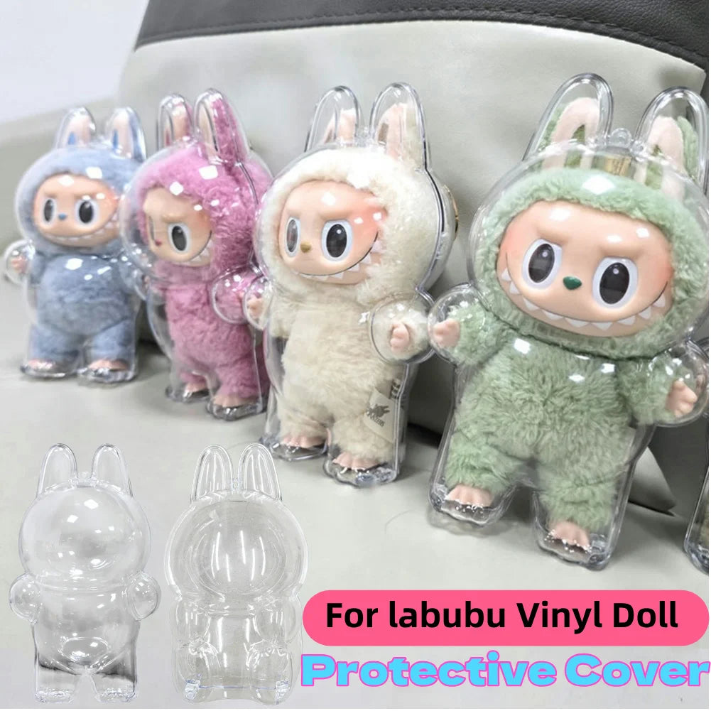 Labubu Transparent Protective Cover V2 – Clear Display Case for Monster Labubu Sit Party Figure | Protective Storage Shell for POP MART Collectibles