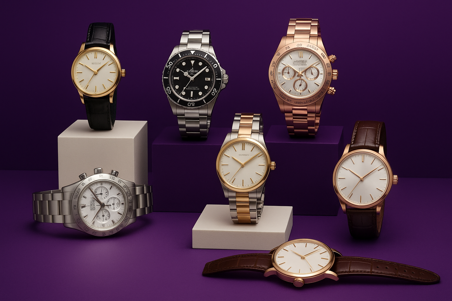 watches collection with background #4E148C